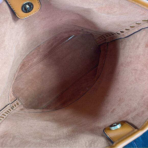 MKF Mia K Farrow Nya Cognac Gold Studded Hobo Bag Tote - Picture 6 of 9